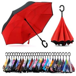 Inverted Umbrella with C-Shaped Handle, Double Layer, Anti-UV, Waterproof, Windproof
