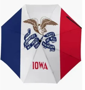 Iowa US State Flag Umbrella, Waterproof, Auto Open and Close, UV Coating