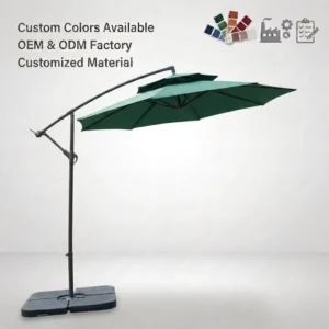 Iron Double Canopy Cantilever Banana Umbrella Outdoor Offset Arc Arm 8 Ribs Patio Parasol Shade for Villa Lounge Pool