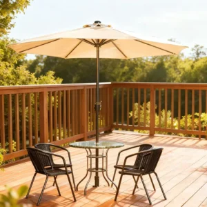 Iron Round Beach Umbrella with Tilt, 2.7m