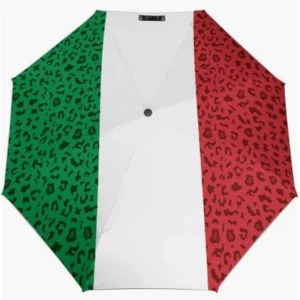 Italy Flag Pattern Fully Automatic Folding Umbrella with Anti-Slip Grip Handle