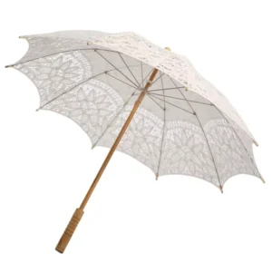 Ivory Battenburg Lace Pure Cotton Embroidery White Umbrellas for Weddings Europe Style