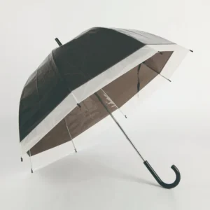 J-Handle POE Straight Children’s Black Clear Umbrella with Hanging Feature