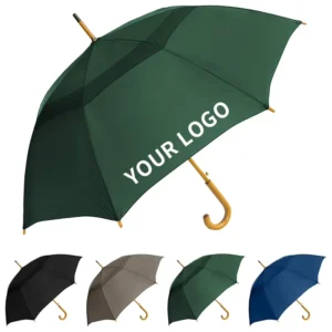 J-Hook Wooden-Handle Windproof Long Straight Stick Umbrella