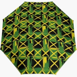 Jamaica National Flag Emblem Pattern Print Folding Fully Automatic Umbrella