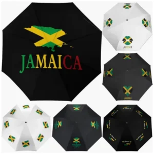 Jamaica National Flag Emblem Pattern Print Folding Fully Automatic Umbrella