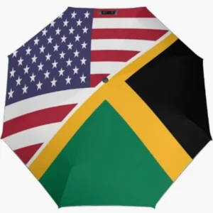 Jamaica National Flag Print Folding Umbrella, Fully Automatic