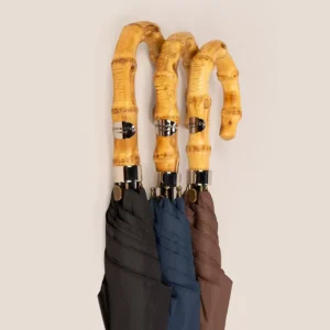 Japanese Classical Retro Bamboo Handle Water Repellent Straight Artistic Semi Automatic Control Business Gifts Umbrella