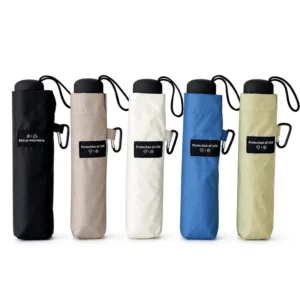 Japanese Korean Style Mini Umbrella Ultralight 3 Fold Compact Portable Sun Rain Umbrella Black Coated UV Protection Custom Logo