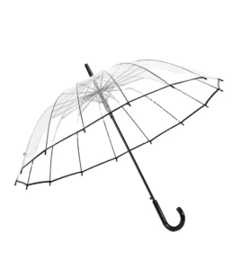 Japanese Simple Transparent White 16-Bone Long-Handle Women’s Curved-Handle Straight-Rod Advertising Umbrella