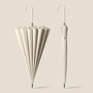 Japanese Style 16-Rib Straight/Curved Long-Handle Sun and Rain Umbrella