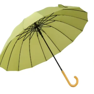 Japanese-Style Retro Solid-Color Straight Umbrella with Fiberglass Shaft and Wood Handle