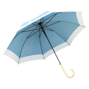 Japanese Style Simple Straight Umbrella for Women Outdoor 8-Rib Semi-Automatic Wood Handle