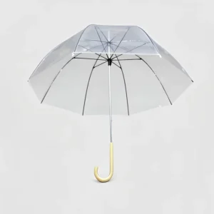 Japanese Style Transparent Arch Straight Umbrella, Wooden Handle, Flower Design, Custom