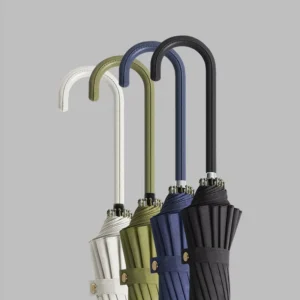 Japanese Umbrella Custom Logo Windproof Straight Leather Handle Rain Sun Luxury Business Professional Manufacturer