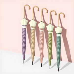Japanese and Korean Simple 16 Ribs Straight Umbrella Solid Color Stitching Semi Automatic Umbrella Long Handle Dual use Schirm