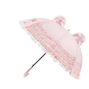 Japanese style Princess Lolita Lace Long Handled Automatic Opening Sun Protection Rainproof 8 Ribs Straight Handle Umbrella