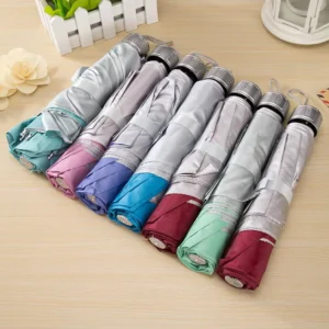 K243 Selling Gift Mini 3 Fold Promotion Umbrella Silver Coated Lightweight Portable Parasol Custom Advertising Umbrella