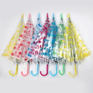 KLH417 Women’s PVC Clear Polka Dot Umbrella Rainbow Color