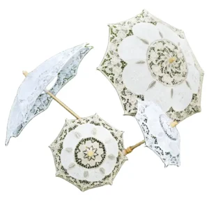 KS-267 Handmade Ivory Lace Parasol Umbrella for Wedding Bridal and Flower Girl
