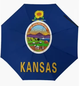 Kansas US State Flag Umbrella, Waterproof, Auto Open and Close, UV Coating