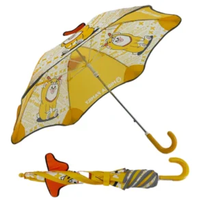 Kid Cartoon Manual Open Close Umbrella with Plastic Hanging Handle