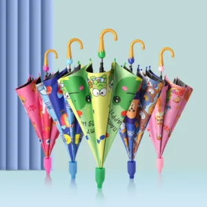 Kids Cartoon Children’s Umbrella for Girls Classic Straight Travel Use Semi Automatic Opening 190T Nylon Fabric Anti Drip