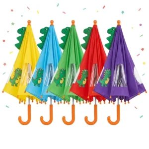 Kids Cartoon Cute 3D Creative Design Dinosaur Umbrella with Clear View
