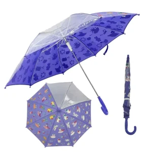 Kids Cartoon Umbrella Custom Logo Color Change Children Umbrella POE Waterproof Straight J Handle Gift School Outdoor Use