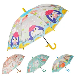 Kids Cartoon Umbrella Whistle Handle Semi Automatic Windproof Waterproof Rain School Outdoor Custom Logo Factory