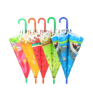 Unisex Kindergarten Students Cartoon Long-Handle Ultralight Transparent Children’s Umbrella