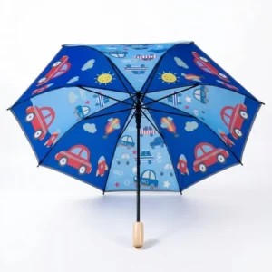 Kids Cute Car 8-Rib Windproof Umbrella for Rain and Outdoor Use with Customized Pattern