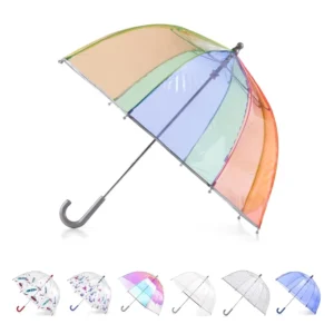 Kids’ Lightweight Crystal Clear Bubble Umbrella with Transparent Dome Canopy, Wind-Resistant Manual Open