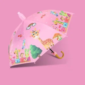 Kids Long Handle Cartoon Ice Cream Umbrella for Students, Rain and Sun Shelter