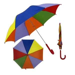 Kids Rainbow Color Block Umbrella Windproof Waterproof Cartoon Pint Umbrella Customized Logo Bright Multi-Color Panel