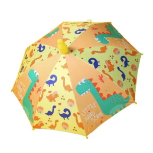 Kids Rainproof Umbrella with Cartoon Print Semi-Automatic Straight Umbrella