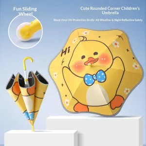 Kids Safety Umbrella with Rounded Corners and Lightweight Handle