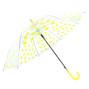 Kids Semi-Automatic Transparent Dome Straight Umbrella, 95cm, Customizable, for Sun and Rain