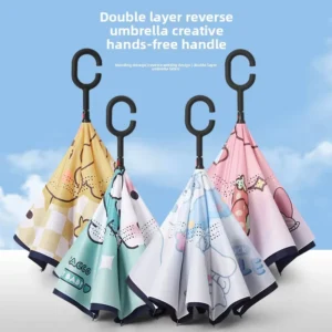 Kids Straight Umbrella Safety Anti Return Double Layer Rain and Sun Protection