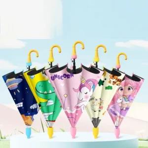 Kids’ Straight Umbrella with Custom Logo Prints, Safety Manual Open and Close