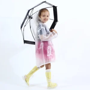 Kids Transparent Nylon Straight Umbrella with Long Handle