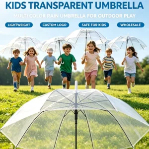 Kids Transparent Straight Umbrella Lightweight J-Hook Handle for Outdoor Use