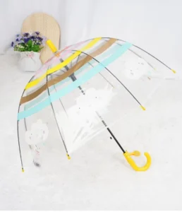 Kids Transparent Umbrella Custom Logo Windproof Cartoon Rain Sun Children School Promotional Gift China Factory
