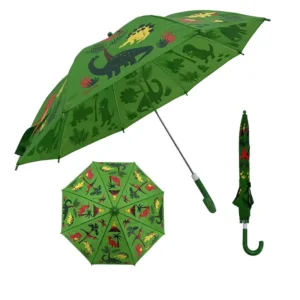 Kids Umbrella Cartoon Custom Logo Color Change Dinosaur Umbrella Waterproof Straight J Handle School Outdoor Use Outdoor
