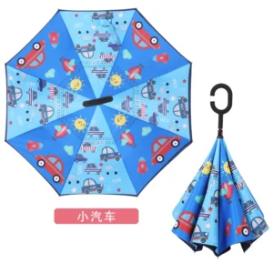 Kids Umbrella Cartoon Toddler Student Umbrellas Printing Animal Rain Sun Umbrella Stick Black Coating UV 3 Fold