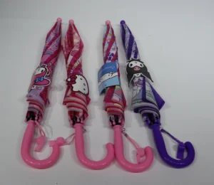 Kids Umbrella Custom Promotional Straight Pattern Kitty Kuromi Semi-Automatic Control Umbrella Folding Function