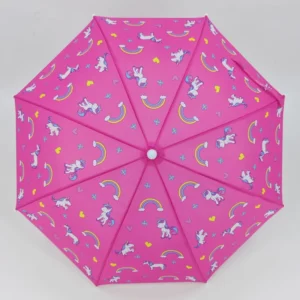 Kids Umbrella Safety Windproof Umbrella with Easy Grip Hook Handle for Toddler Girls and Boys Cute Unicorn Print Umbrella