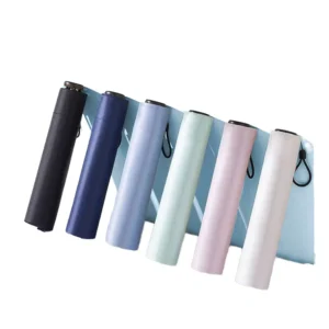 Korean Design Style Ultra Light Carbon Fibre Mini Folding Parasol Compact Tri Fold Rain and Sun Umbrella for Travel
