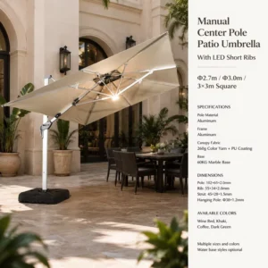 LED Cantilever Patio Umbrella for Resort Patios and Outdoor Bars