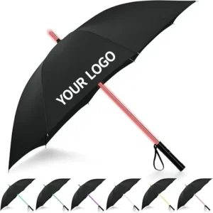 LED Colorful Light Shaft Long Stick Straight Umbrella for Rain
